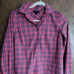 J. Crew Plaid Half Button Down Top
